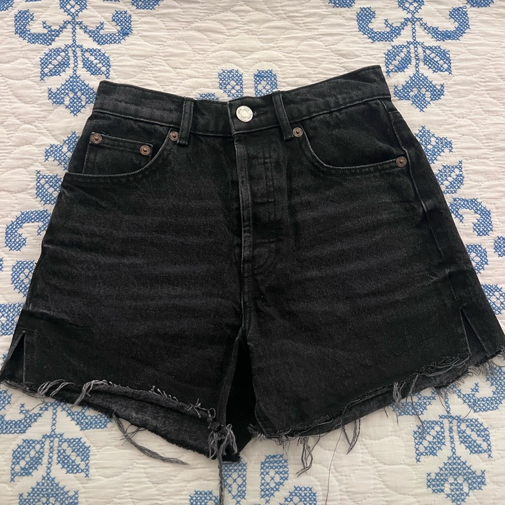 Zara Black High-Waited Long Jean Shorts